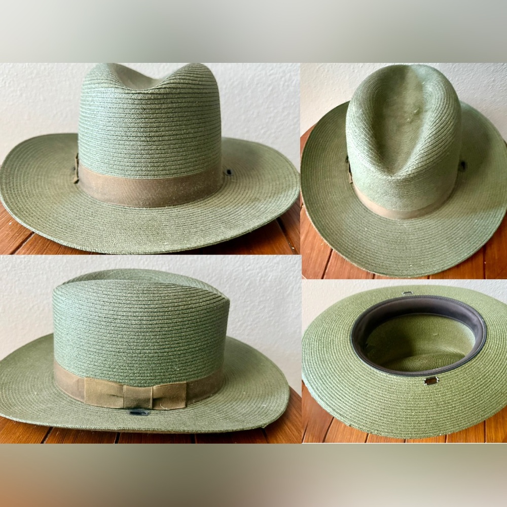 STRATTON STRAW SELF FORMING MADE IN USA TROOPER HAT SIZE 7  1/8~NICE!
